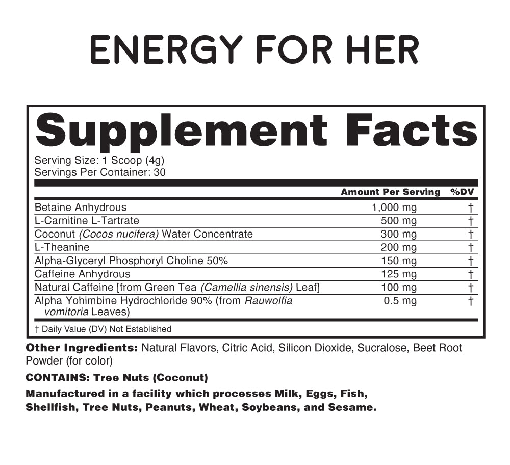 Energy for Her supplement facts